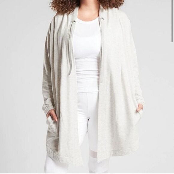 ATHLETA Vista Wrap Open Hooded Cardigan Sweatshirt Women’s S Athleisure Travel - Picture 3 of 13